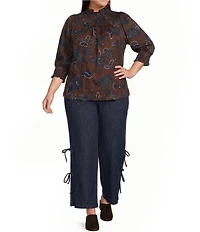 Sugarlips Plus Size High Waisted Wide Leg with Side Bow Denim Jeans