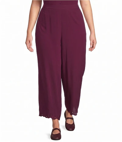 Sugarlips Plus Size Isela High Rise Wide Leg Scallop Hem Coordinating Pant