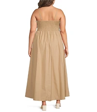 Sugarlips Plus Size Kalani Floral Embroidery Square Neck Sleeveless Pleated Maxi Dress