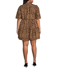 Sugarlips Plus Size Leopard Printed Short Sleeve A-Line Dress
