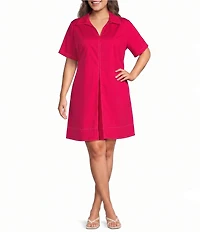 Sugarlips Plus Size Lussie Collared Short Sleeve Fit and Flare Mini Dress