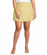 Sugarlips Plus Size Maiden Checker Norris High Waist Linen Mini Skirt