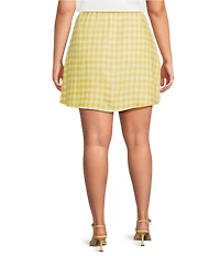 Sugarlips Plus Size Maiden Checker Norris High Waist Linen Mini Skirt