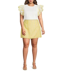 Sugarlips Plus Size Maiden Checker Norris High Waist Linen Mini Skirt