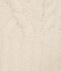 Sugarlips Plus Size Mitchell Cable Knit Rib Collar Long Sleeve Drop Shoulder Zip Up Cropped Sweater