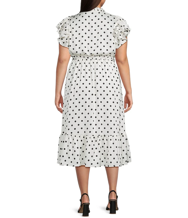 Sugarlips Plus Size Polka Dot Ruffled Midi Dress