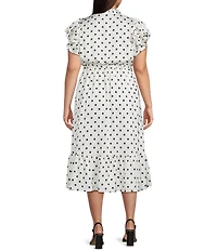 Sugarlips Plus Size Polka Dot Ruffled Midi Dress