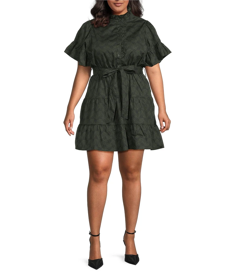 Sugarlips Plus Size Ruffled Sleeve Floral Printed Mini Dress
