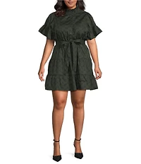 Sugarlips Plus Size Ruffled Sleeve Floral Printed Mini Dress