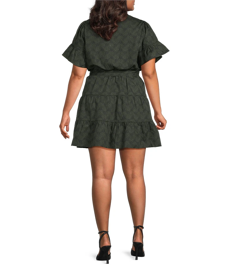 Sugarlips Plus Size Ruffled Sleeve Floral Printed Mini Dress