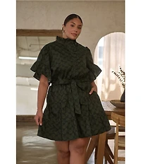 Sugarlips Plus Size Ruffled Sleeve Floral Printed Mini Dress
