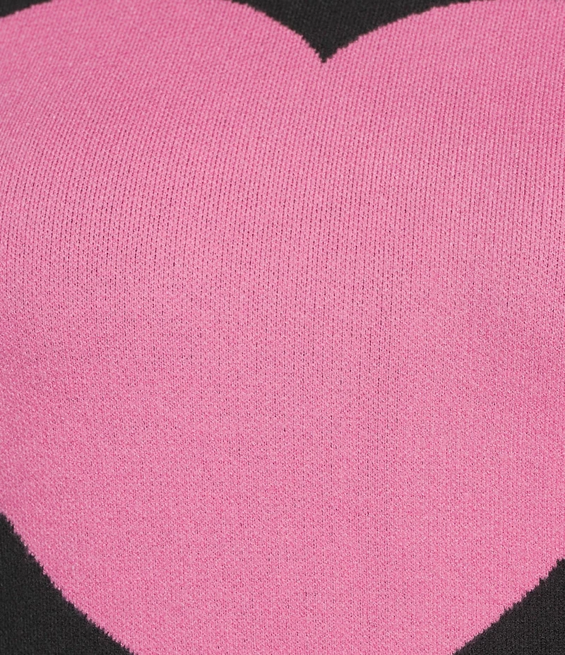 Sugarlips Plus Size Russel Heart Mock Neck Short Puff Sleeve Sweater