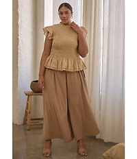 Sugarlips Plus Size Safari Pull-On Wide Leg Pants