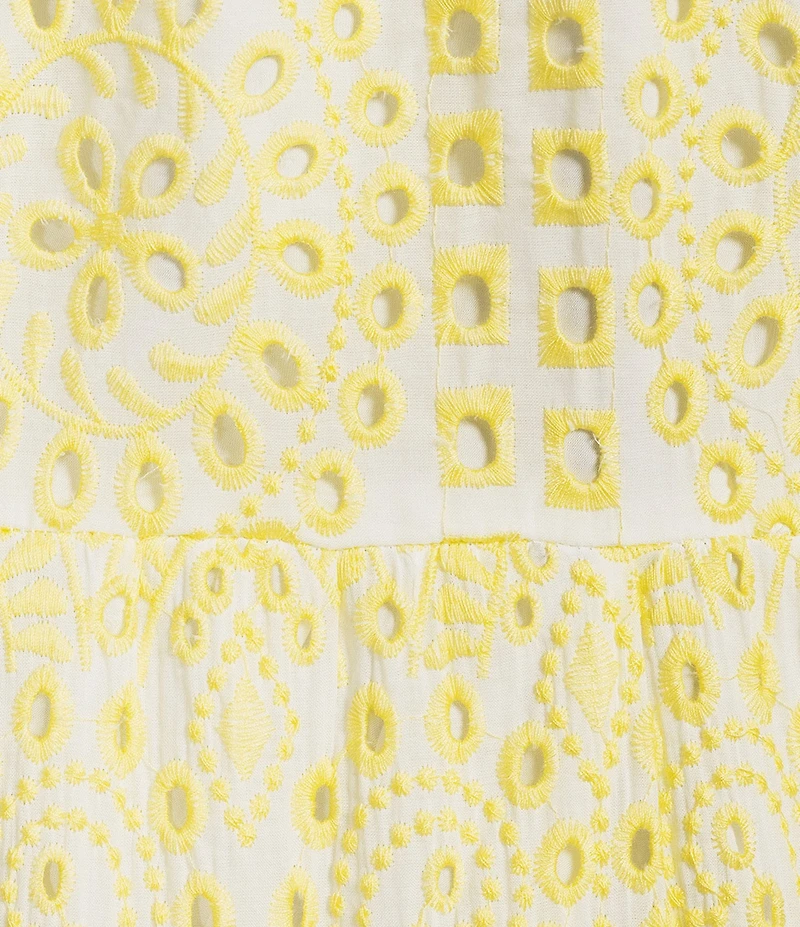 Sugarlips Plus Size Shayla Eyelet Jacey Split V-Neck Short Bubble Sleeve Baby Doll Mini Dress