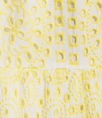 Sugarlips Plus Size Shayla Eyelet Jacey Split V-Neck Short Bubble Sleeve Baby Doll Mini Dress