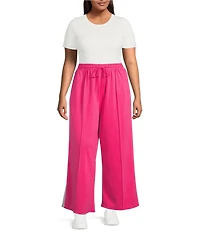 Sugarlips Plus Size Shimmer Stripe Wide Leg Track Pants