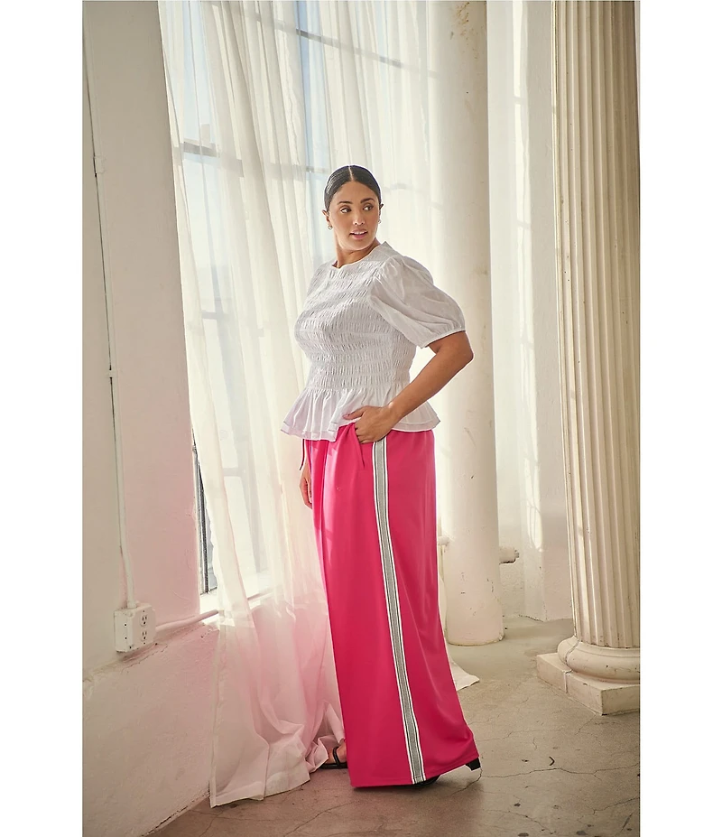 Sugarlips Plus Size Shimmer Stripe Wide Leg Track Pants