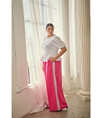 Sugarlips Plus Size Shimmer Stripe Wide Leg Track Pants