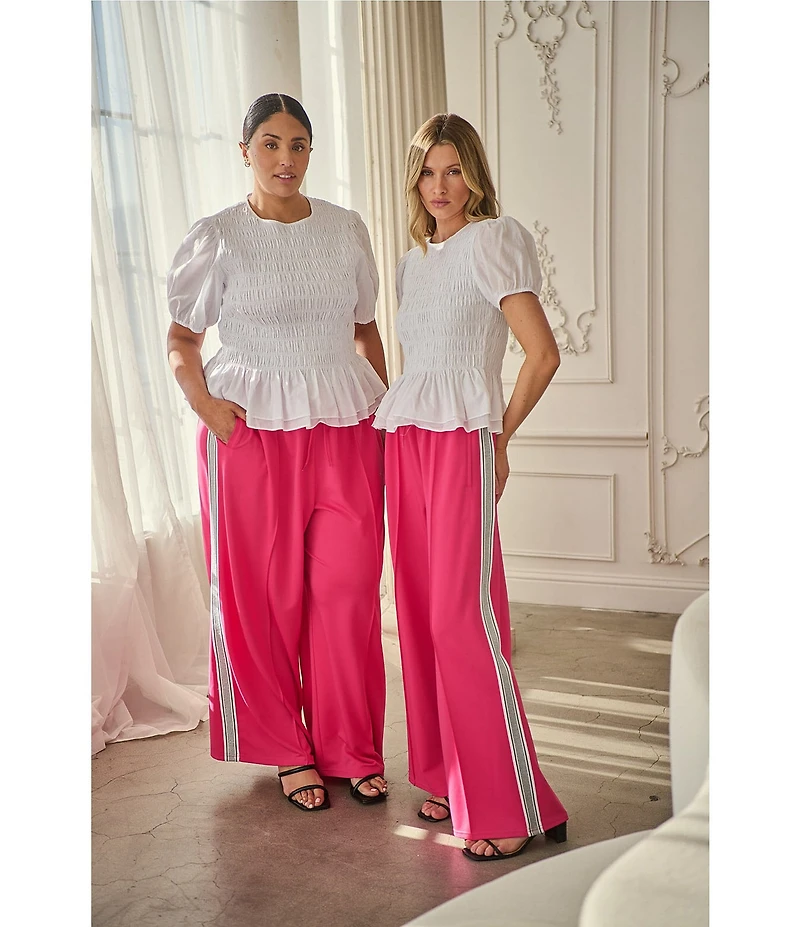 Sugarlips Plus Size Shimmer Stripe Wide Leg Track Pants
