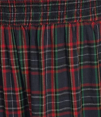 Sugarlips Plus Size Short Sleeve Plaid Smocked Waist Long Dress