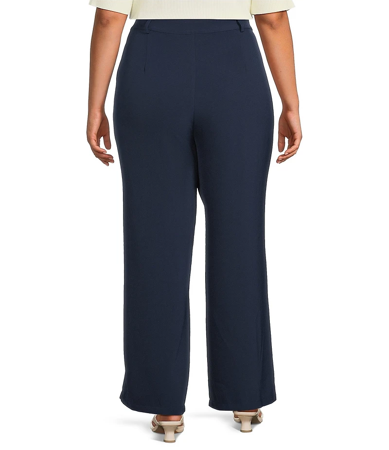 Sugarlips Plus Size Slight Stretch High Waisted Wide Leg Trousers