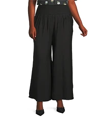 Sugarlips Plus Size Smocked Waist Wide Leg Pants