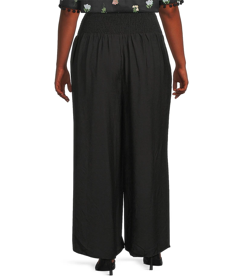 Sugarlips Plus Size Smocked Waist Wide Leg Pants