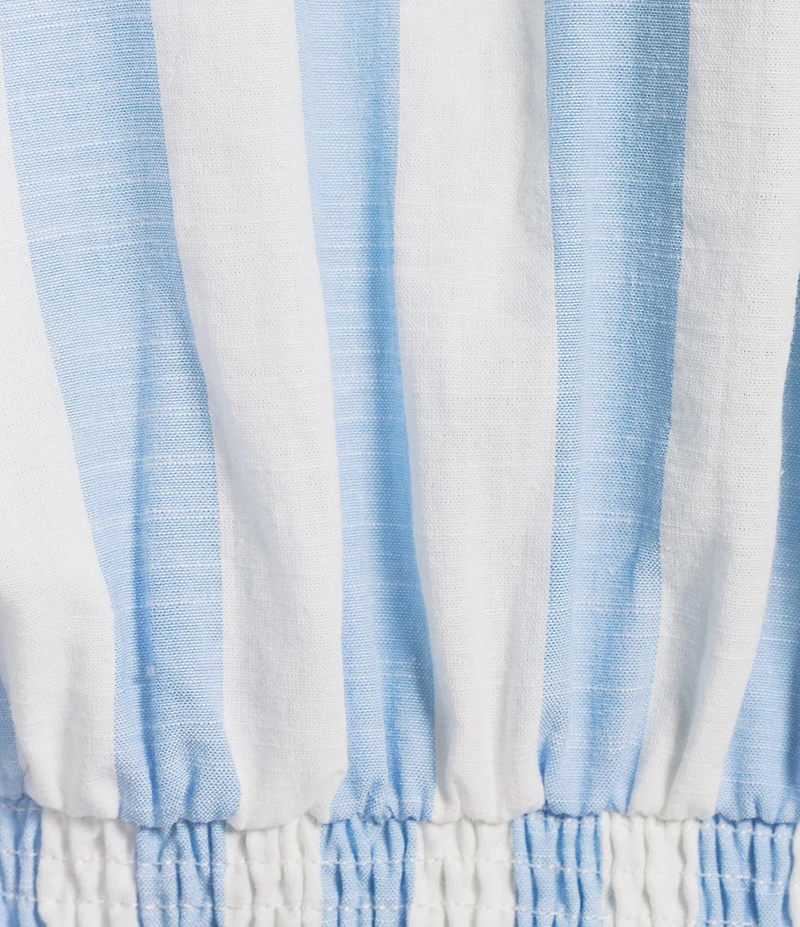 Sugarlips Plus Size Stripe Printed Collared V-Neck Short Sleeve Button Down Midi Dress