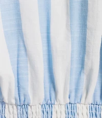 Sugarlips Plus Size Stripe Printed Collared V-Neck Short Sleeve Button Down Midi Dress