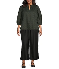 Sugarlips Plus Size Striped Textured High Waist Wide Leg Pants