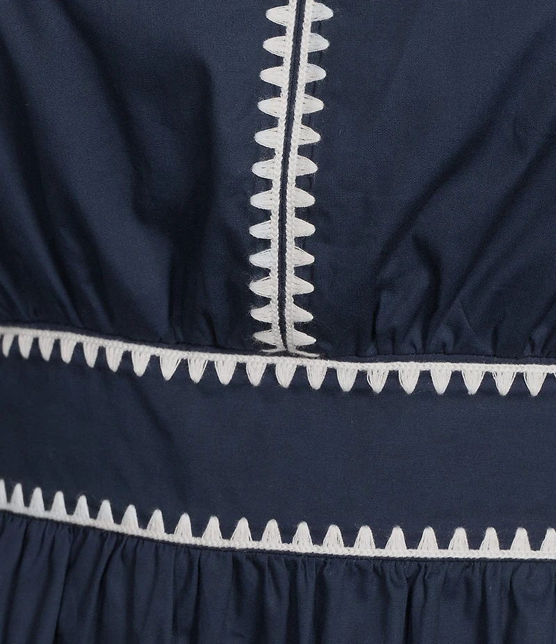 Sugarlips Plus Size Taliah Poplin Split V-Neck Short Puff Sleeve Midi Dress