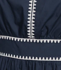 Sugarlips Plus Size Taliah Poplin Split V-Neck Short Puff Sleeve Midi Dress