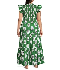 Sugarlips Plus Size Tropical Sunfire Printed V-Neck Sleeveless Tiered A-Line Maxi Dress