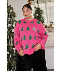 Sugarlips Plus Size Under The Tree Sequin Crew Neck Sweater