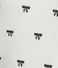 Sugarlips Plus Size Winder Embroidered Bow Crew Neck Short Sleeve Cropped Sweater