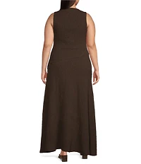 Sugarlips Plus Size Yahaira Boatneck Sleeveless Flounce Bubble Ruched Textured Maxi Dress