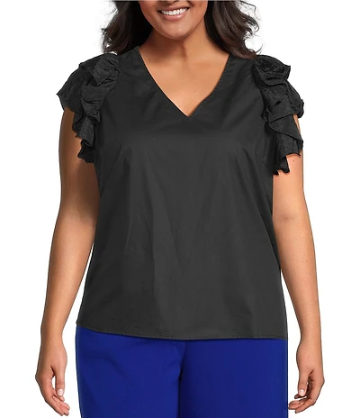 Sugarlips Plus Sleeveless Ruffle Trimmed Woven Top