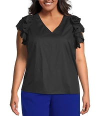 Sugarlips Plus Sleeveless Ruffle Trimmed Woven Top
