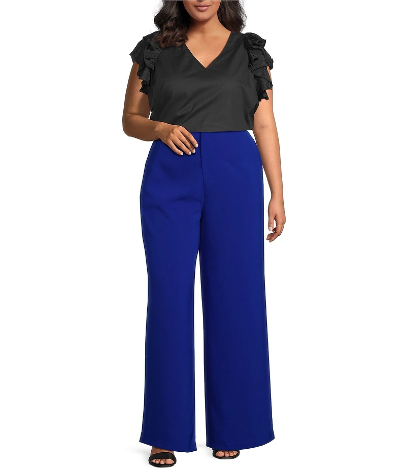 Sugarlips Plus Sleeveless Ruffle Trimmed Woven Top
