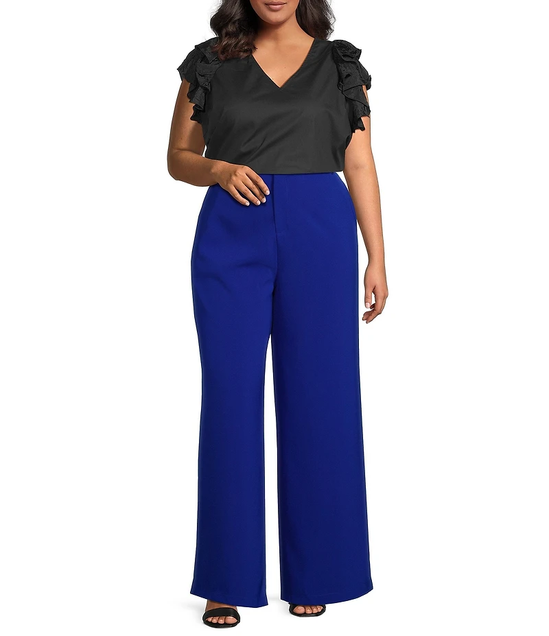 Sugarlips Plus Size Sleeveless Ruffle Trimmed Woven Top