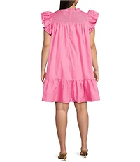 Sugarlips Plus Sleeveless Ruffled Smocked Shift Dress