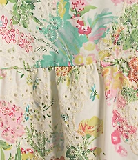 Sugarlips Plus Summerset Floral Jacy Short Sleeve Eyelet Lace Babydoll Mini Dress