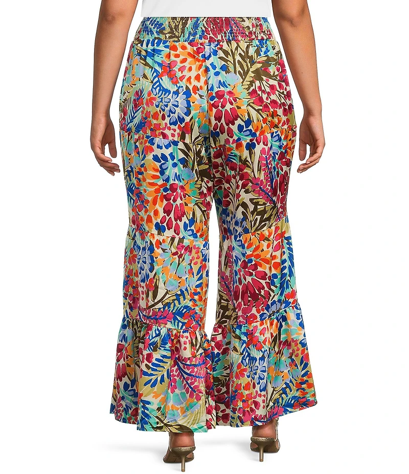 Sugarlips Plus Tropical Abstract Printed Wide-Leg Coordinating Pants