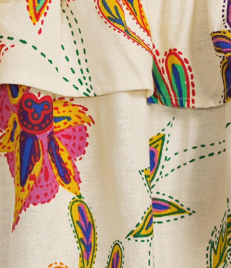 Sugarlips Plus Tropical Floral/Paisley Printed Off-The-Shoulder Short Sleeve Top