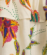 Sugarlips Plus Tropical Floral/Paisley Printed Off-The-Shoulder Short Sleeve Top