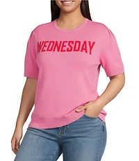 Sugarlips Plus #double;Wednesday#double; Club Crew Neck Short Sleeve Sweater Top
