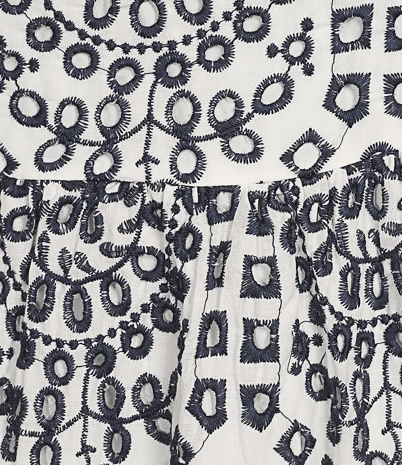 Sugarlips Plus Zayla Floral/Geometric Eyelet-Embroidered Poplin Midi Dress