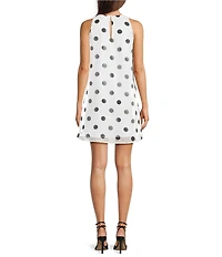 Sugarlips Randal Organza Polka Dot Crew Neck Sleeveless Mini Dress