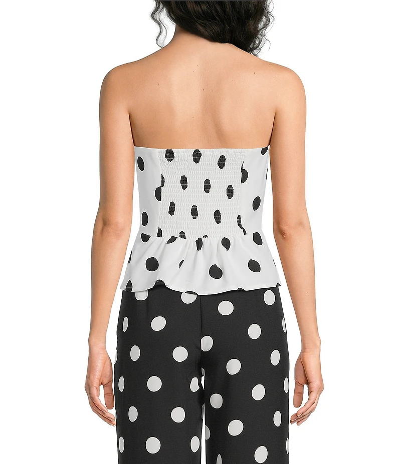 Sugarlips Randal Polka Dot Strapless Coordinating Peplum Top