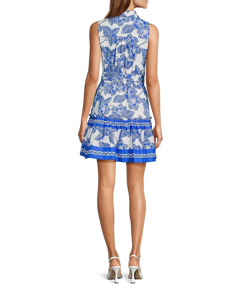 Sugarlips Rency Floral Zady Collared Neck Sleeveless Mini Dress